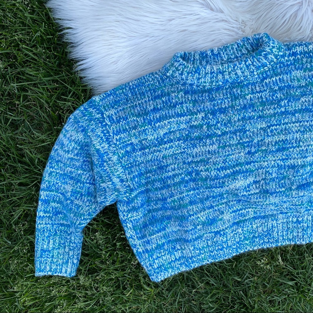 Lou & Grey teal crop boxy crewneck sweater XS